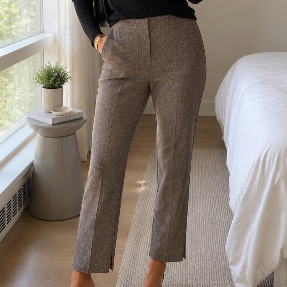 Club Monaco Womens Grey Textured‎ Side Zip Straight Leg Dress Pants Size 12 W3